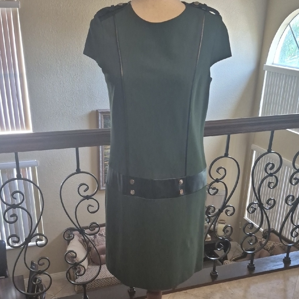 Cynthia Steffe Dark Green Dress with Black Details